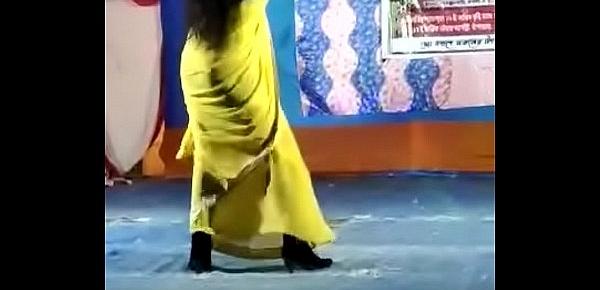  Puja in seducing sexy dance in village stage performance.